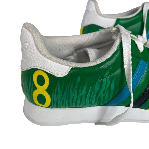 Adidas Custom Hand Painted Soccer Themed Sneakers Green Size 6.5 - Picture 6 of 13